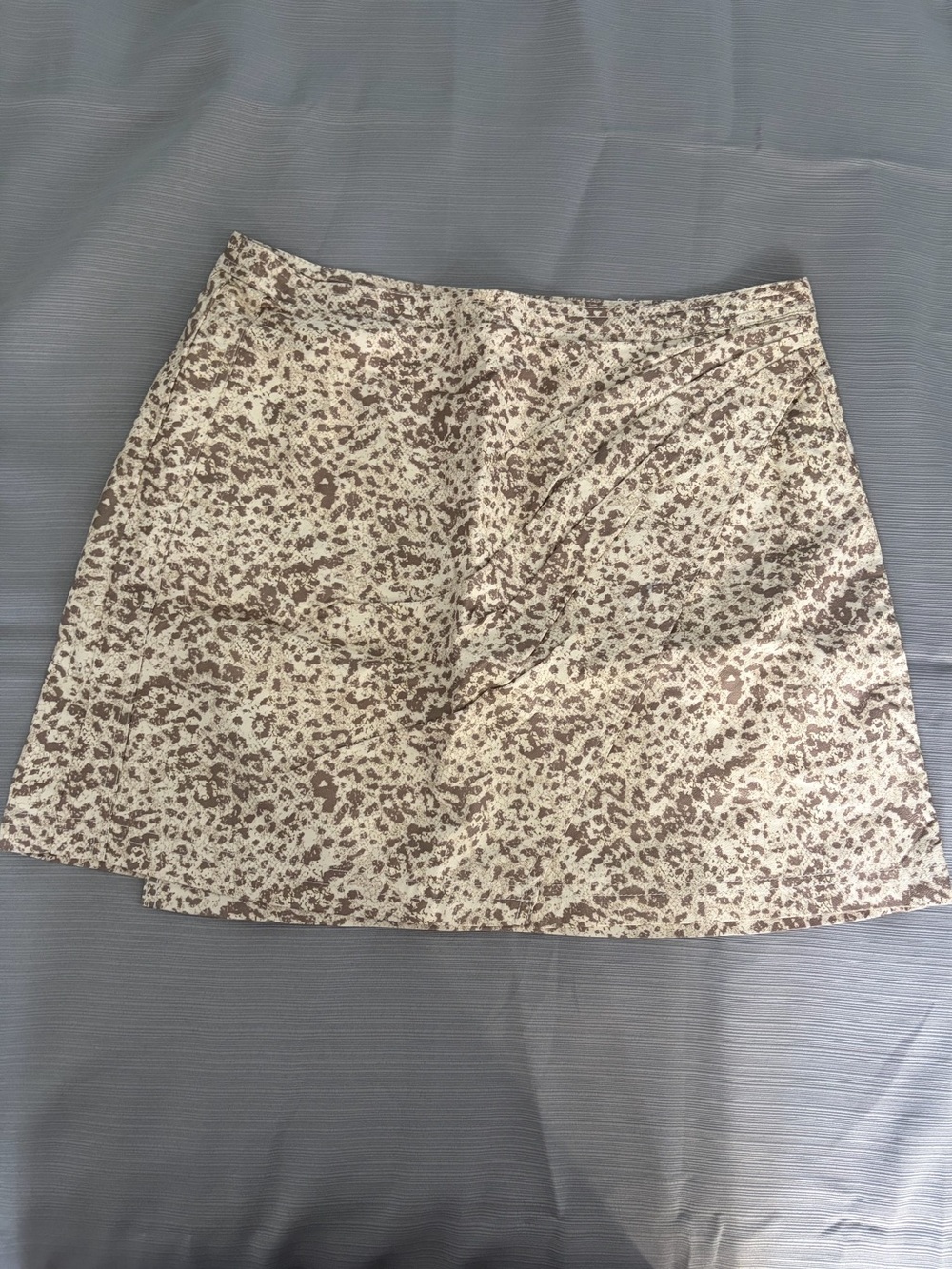 Free People Cream and Brown Mini Leopard Print Skirt